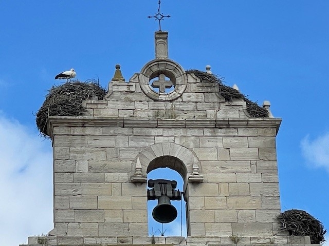 Ooievaar op de kerk van Belorado Ooievaar op de kerk van Belorado